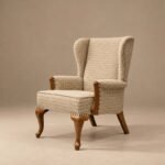 The Belmont Tan Houndstooth Wing Chair