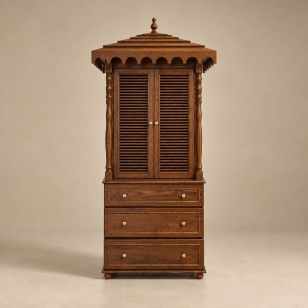 The Veda Teakwood Mandir Cabinet